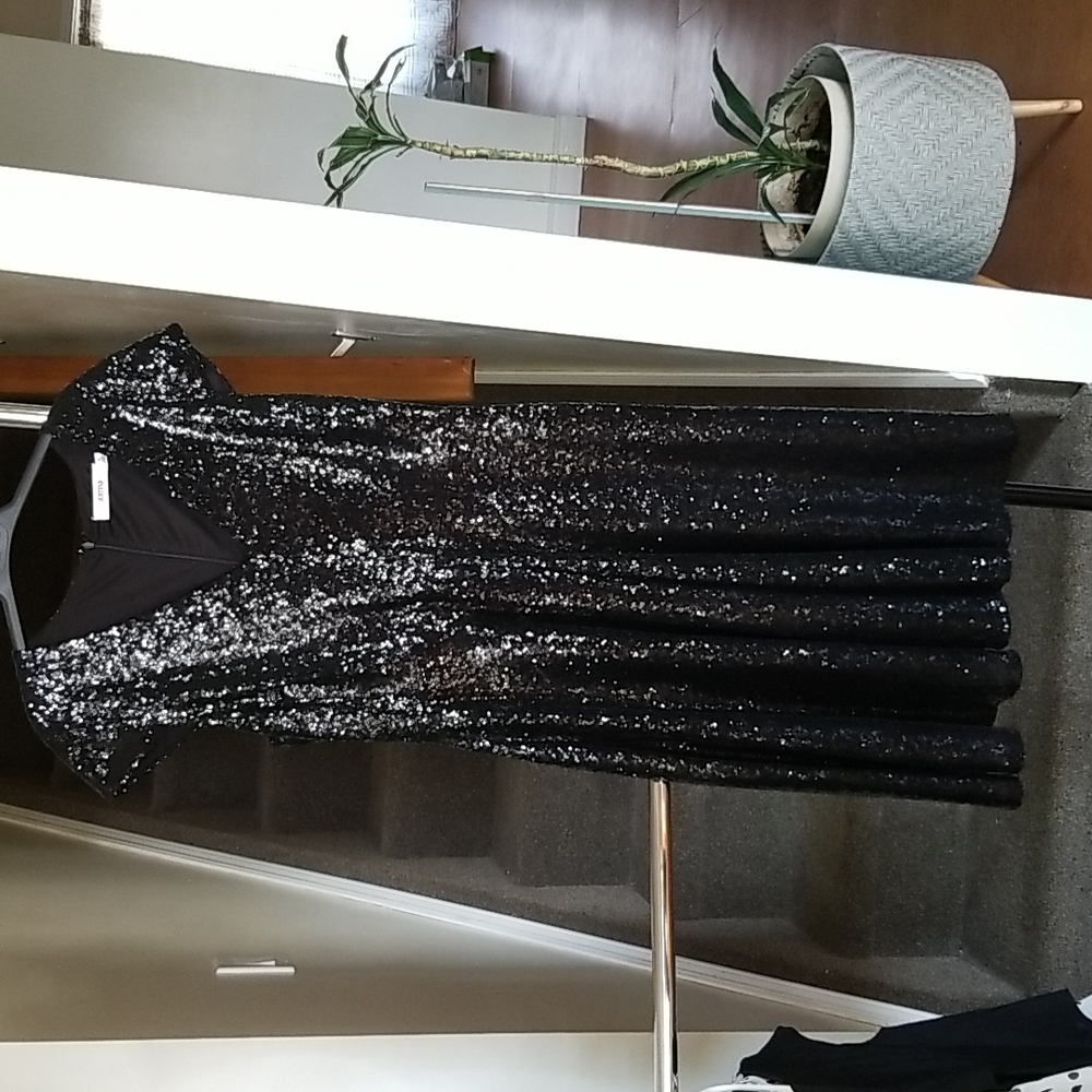 Size Lg. Sequined Black Dress